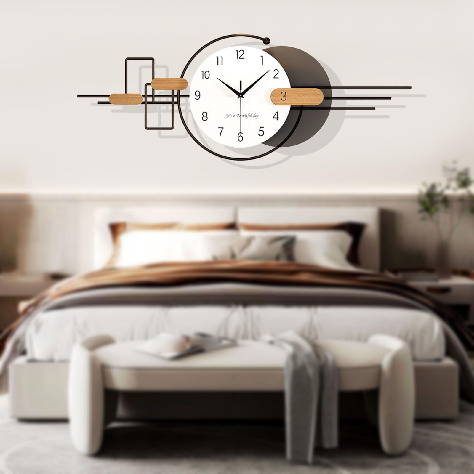 Wanduhr Groß XXL, Minimalistisch Modern Wanduhren, Stille Wanduhr Ohne Tickgeräusche für Wohnzimmer Schlafzimmer Küche Büro Haus