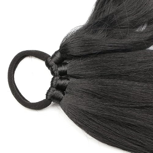 Miniatura 4 de SHAROPUL Extensión de cabello largo trenzado para mujer, color negro, pieza de cola de caballo reutilizada, envoltura de pelo en la parte superior