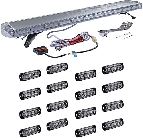 Set ámbar advertencia de emergencia de seguridad intermitente 51 pulgadas 96-LED barra de luz estroboscópica techo y 16 unids 4-LED Super Slim Flash
