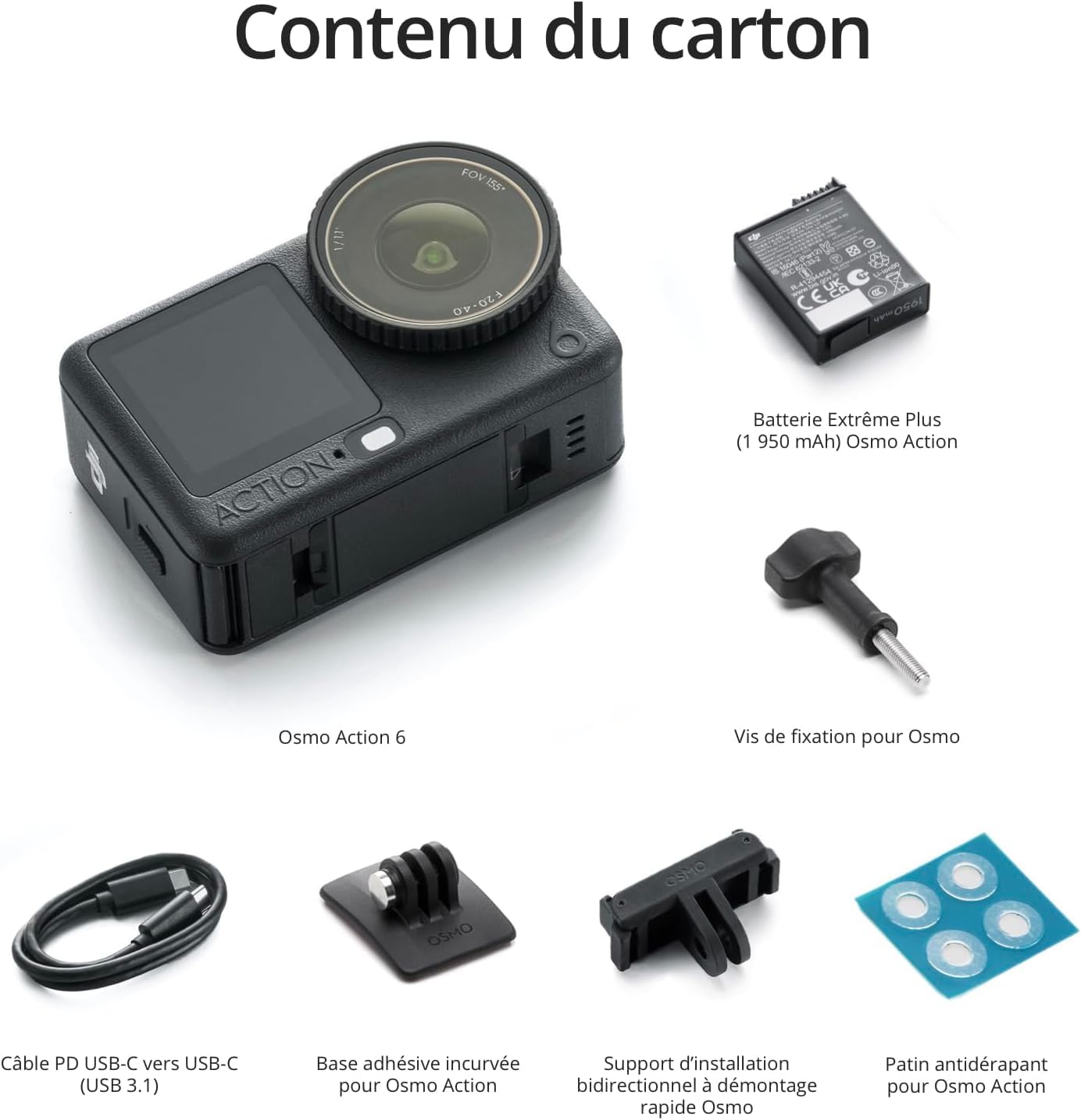 DJI Bundle Standard Osmo Action 6, caméra d'action 8K pour Usage Quotidien