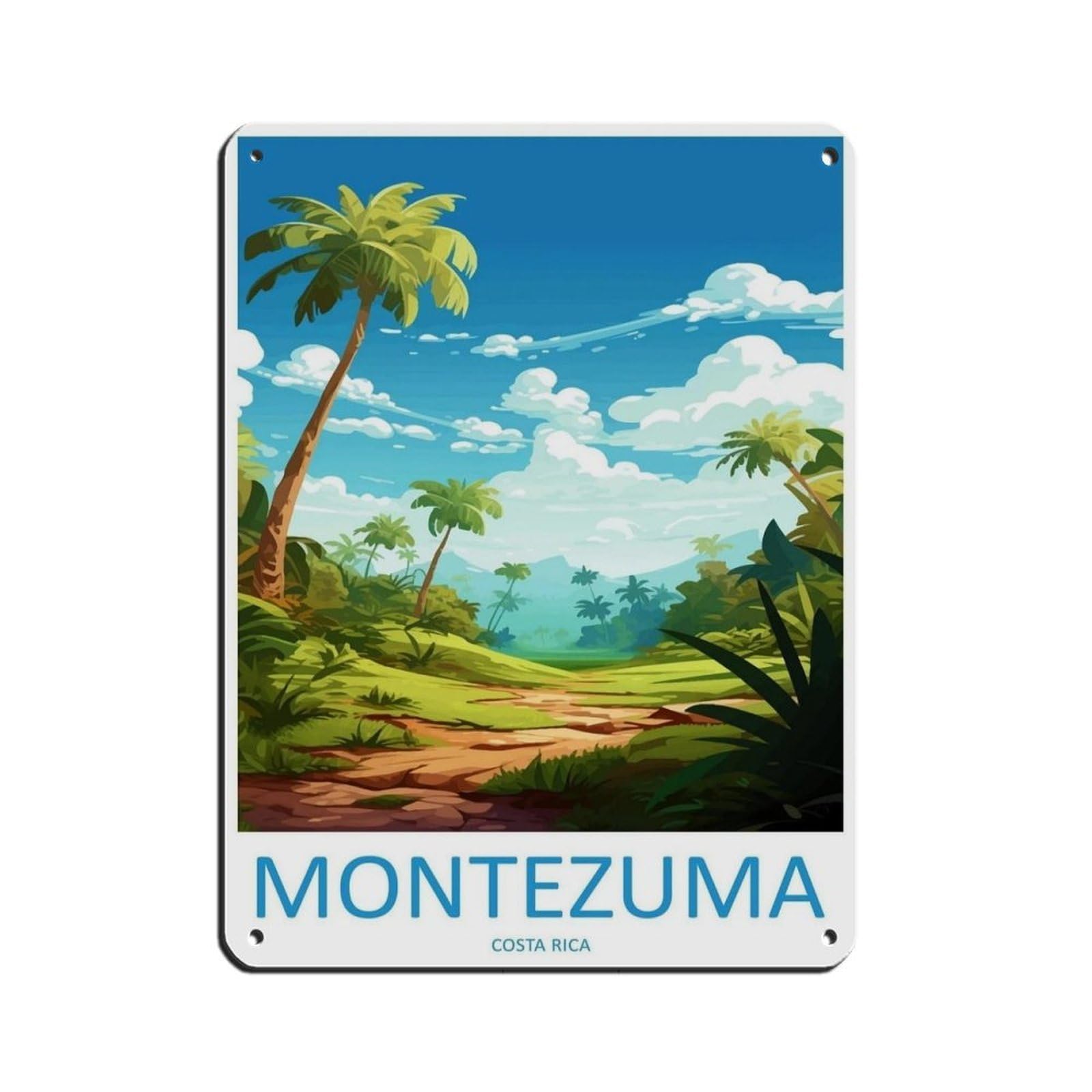 Montezuma Travel Art Costa Rica Art（100） Retro Poster Metal Tin Sign Chic Art Retro Iron Painting Bar People Cave Cafe Family Garage Poster Wall Decoration 12x16inch(30x40cm)