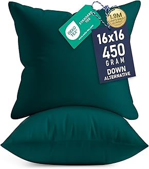 Utopia Bedding Throw Pillows Insert (Pack of 2, Dark Teal) - 16 x 16 Inches Bed and Couch Pillows - Indoor Decorative Pillows