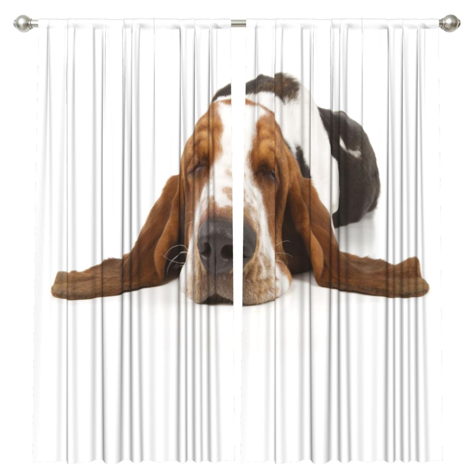 InOmak Basset Hound Isolated, 2 Panels Window Curtains 52 x 84 Inch Blackout Curtains for Living Room Bedroom