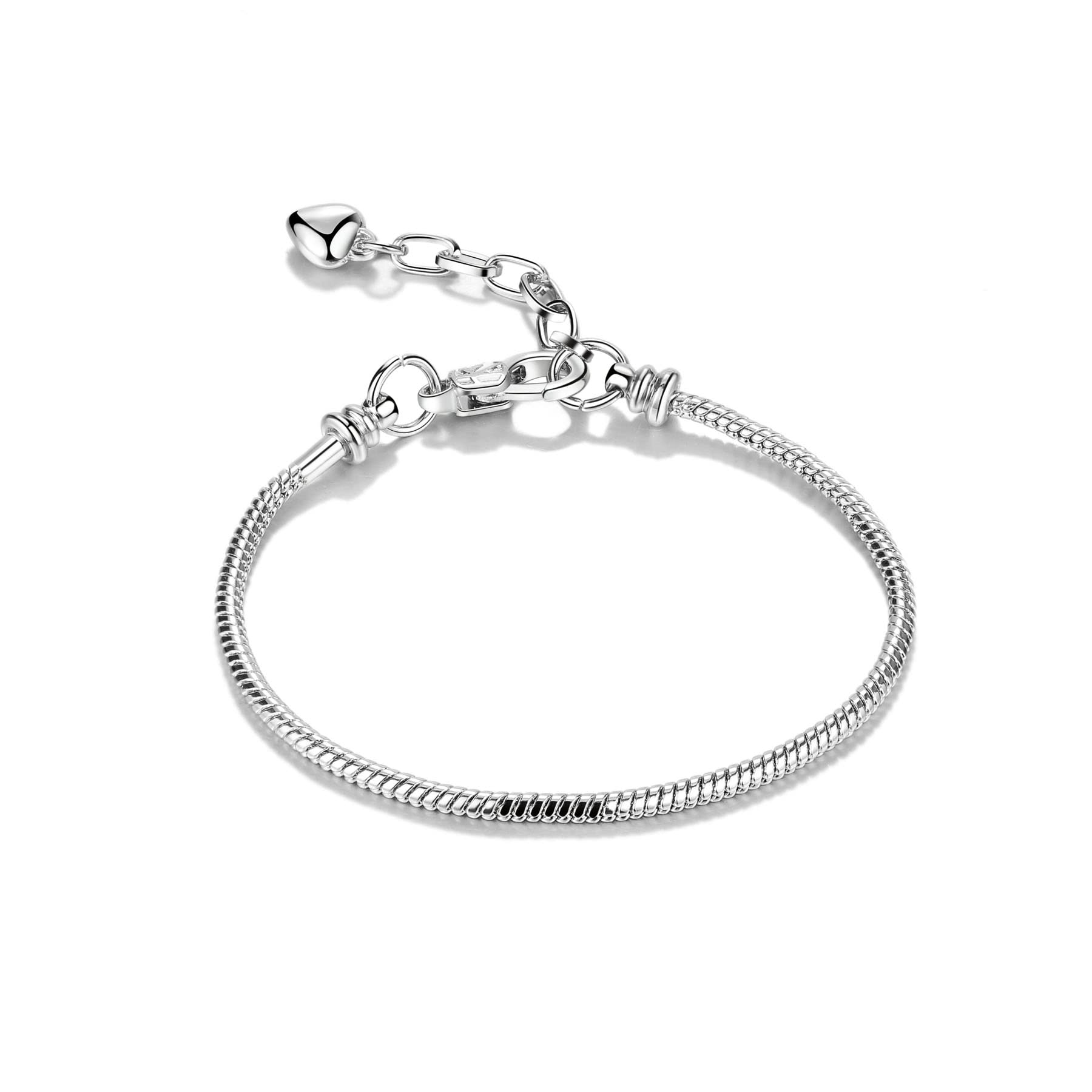 ZHENYIN 5pcs Silver Plated Snake Chain Charm Bracelet Starter with Classic Bead Lobster Clasp Fits All Chamilia Troll Biagi Beads