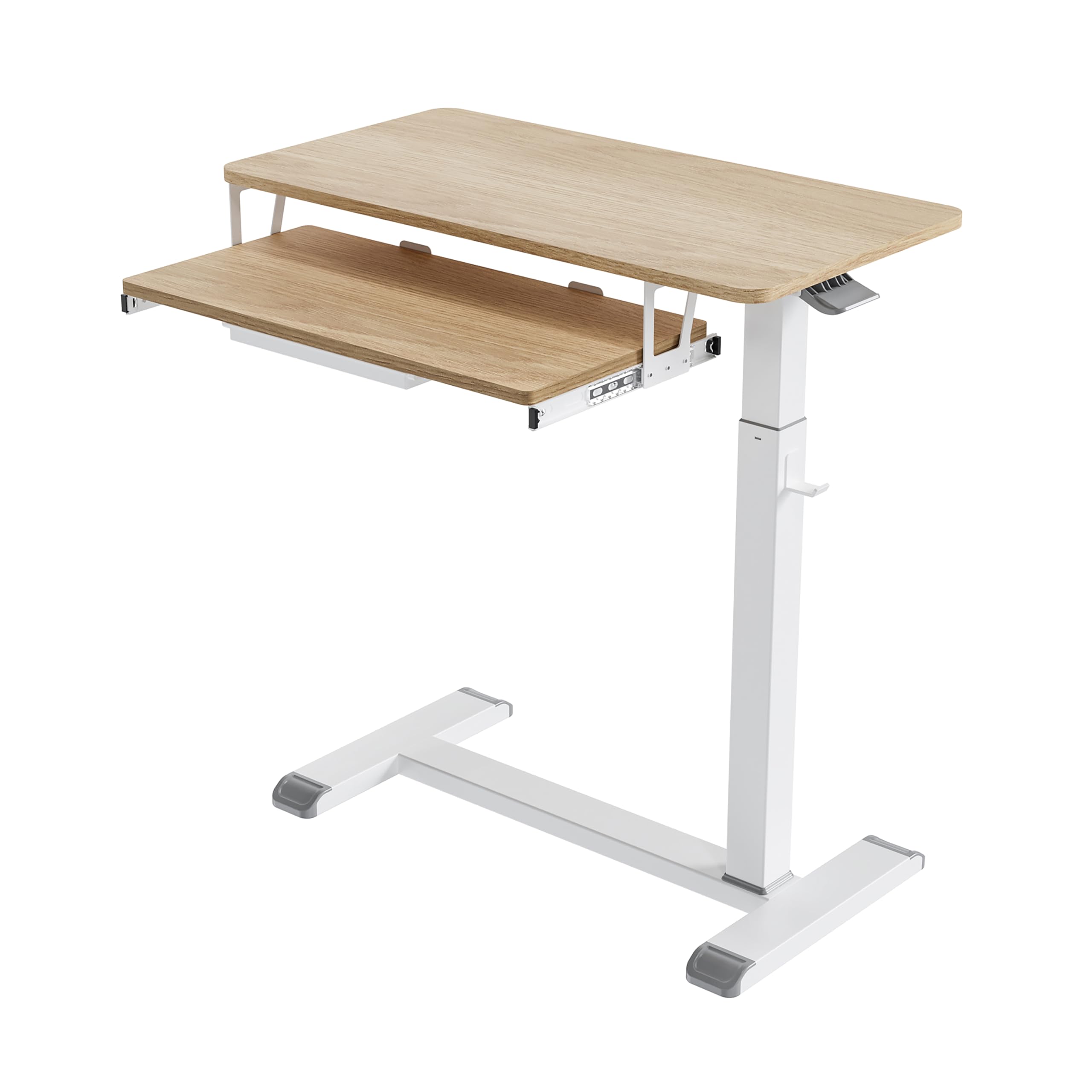 Fydeamer 68 × 50cm Mobile Standing Desk mit Tastaturablage, Höhenverstellbar Computertisch (72-109 cm), Beistelltisch Krankenhausbetttisch Ergonomisch für Homeoffice Wohnzimmer (Oka)