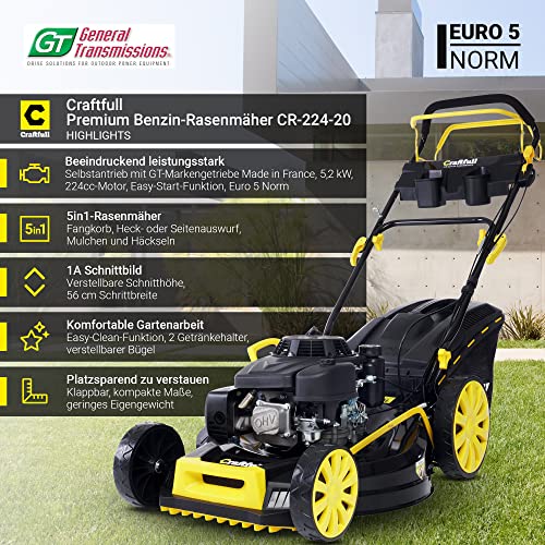 Benzin-Rasenmäher mit Mulchfunktion von Craftfull Premium