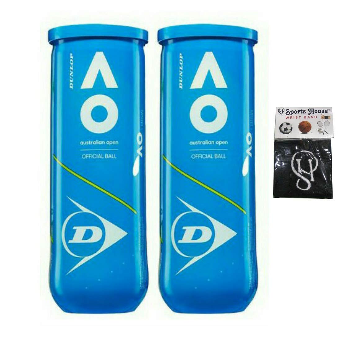 Dunlop Australian Open Tennis Balls (Pack of 6) with SportsHouse Wrist Band (B07YLSGHY9) Amazon Price History, Amazon Price Tracker