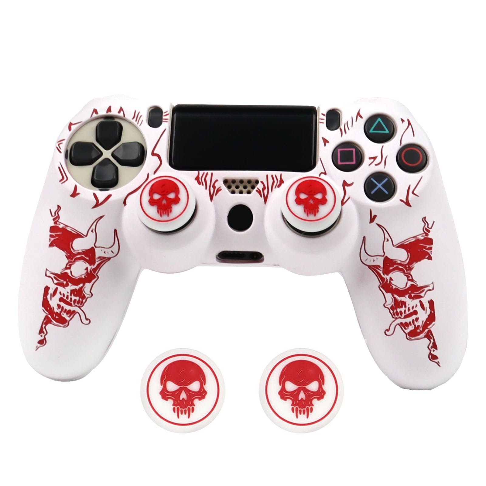 RALAN Horned Skull Head Design Controller Skin Cover with 2 Thumb Grips Compatible with PS4/Playstation 4 Slim/Pro Controller
