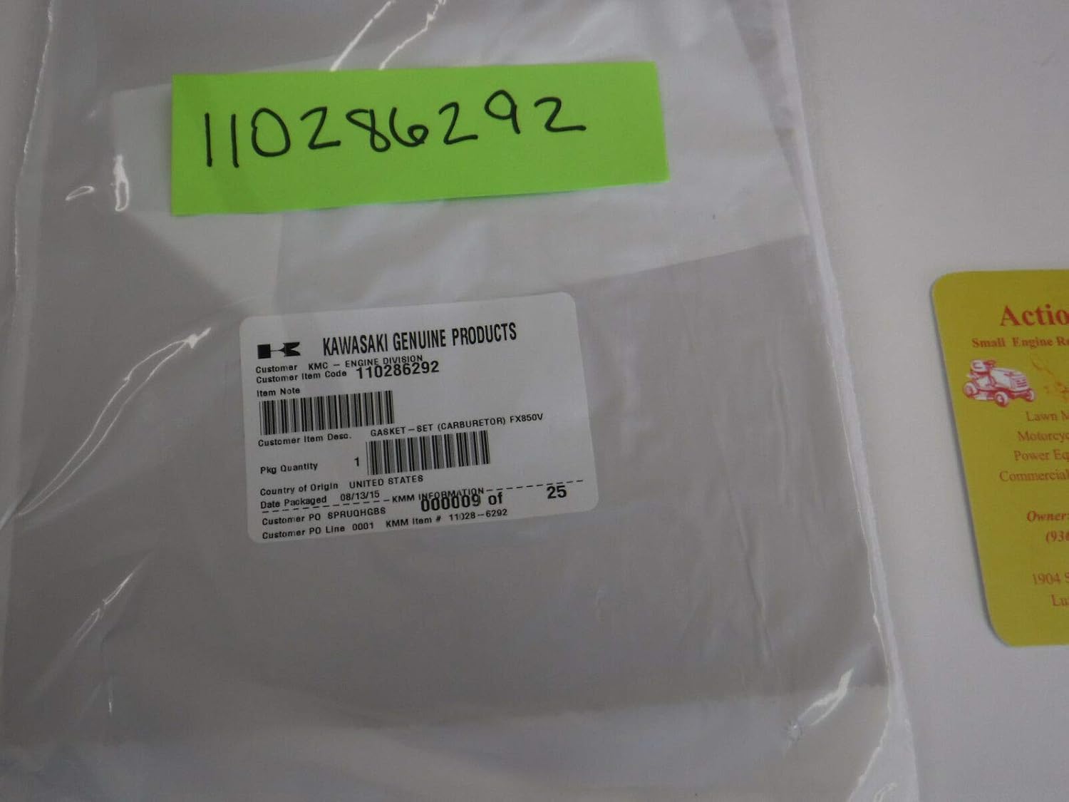Genuine Oem Kawasaki Carb Gasket Kit Part # 11028-6292