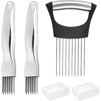 DAWRIS 3pcs Shred Silk The Knife Scallion Cutter Stainless Steel Chopped Green Onion Knife Multifunctional Food Slicer Gadget Stainless Steel Scallion Slicer Onion Knife Onion Shredder Knife Scallion