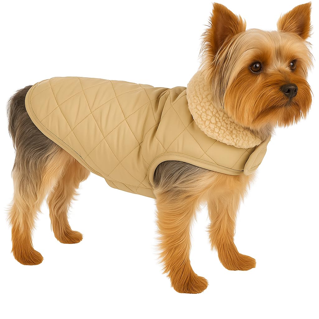 cappottino cane taglia piccola - Flamingo Bonnie Beige - A:30cm B:31–32cm C:46–49cm - poliestere - idrorepellente - interno in peluche morbido - Chiusura a strappo