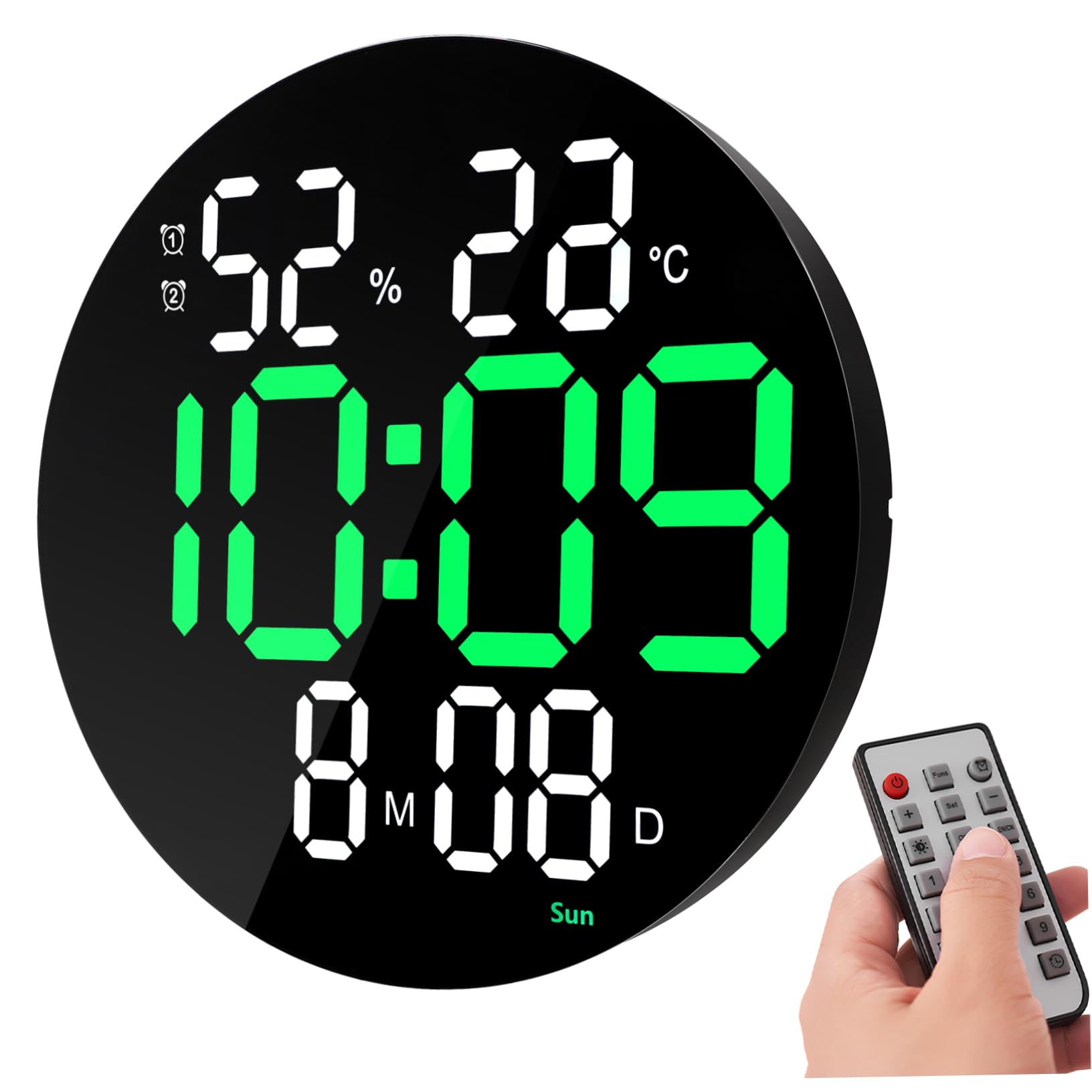 Zerodeko Pared Digital LED Pantalla Funciones De Hora Fecha Temperatura y Humedad para Salón y Oficina