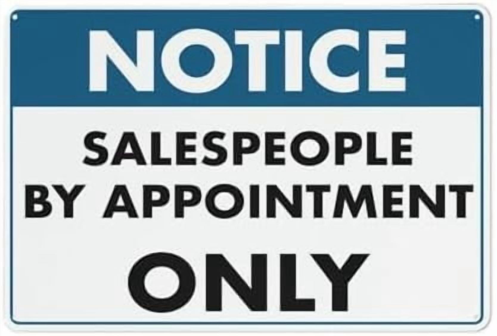 (2-Pack) Metal Tin Sign Notice Salespeople By Appointment Only Sign 12 X 8 Inch Rustproof Multicolor