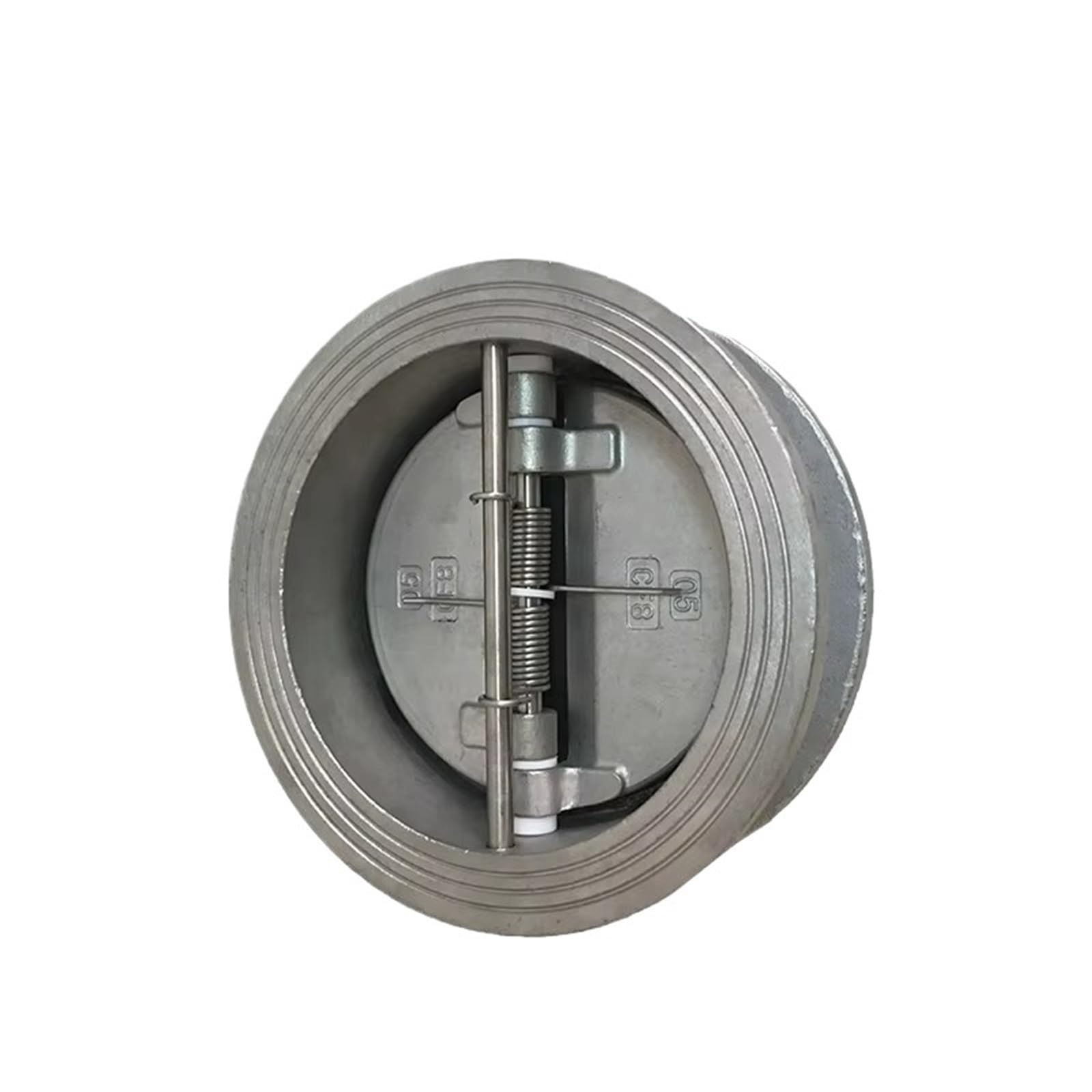 Qvctadpc Casting Wafer Dual Plate Check Valve Pn16 Pn25 4" Stainless Steel 304 Body With Disc Stem And Spring For Water Media