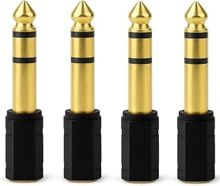 4-Pack 6.35mm (1/4") Male to 3.5mm (1/8") Female Audio Adapter – Gold-Plated Stereo Headphone Jack Converter for Amp, Guitar, Digital Piano & Speaker