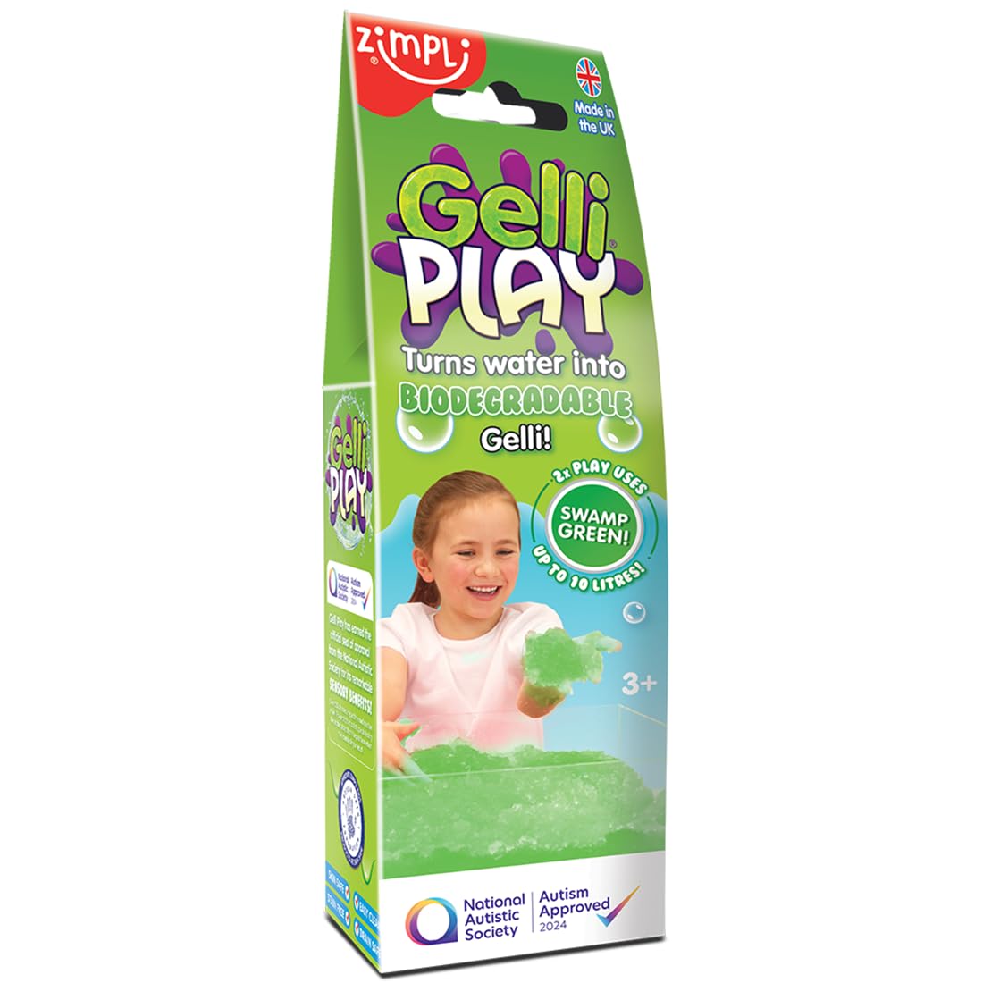 Gelli Play Green, Magically turns water into thick, colourful goo, Tuff Tray Toy, Novelty & Gag Toys, Rewards Gift for Kids