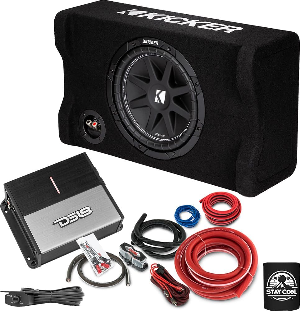 KICKER Subwoofer and Amp Package of 3 Items 10" Comp 300