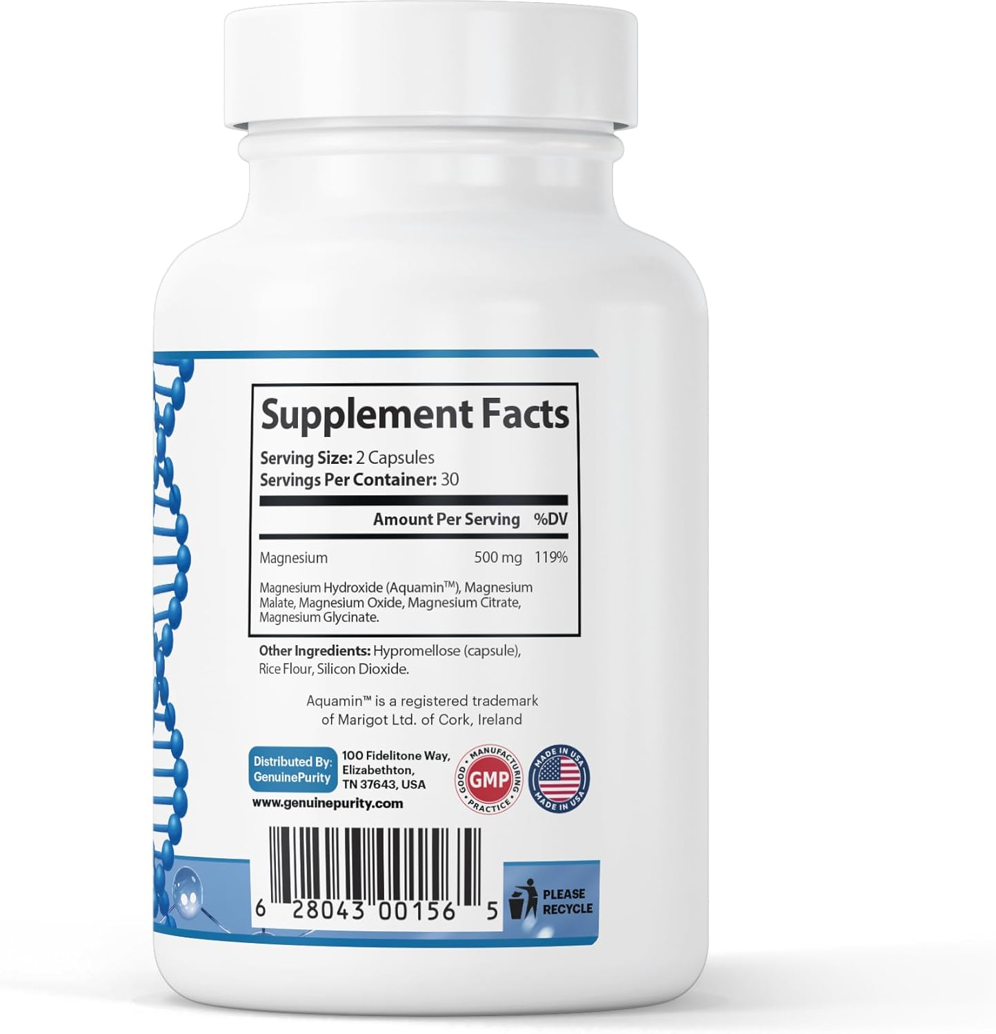 Magnesium Complex Supplement with Aquamin - Magnesium Citrate, Glycinate & Hydroxide - Supports Muscle Function, Nerve Health & Daily Wellness