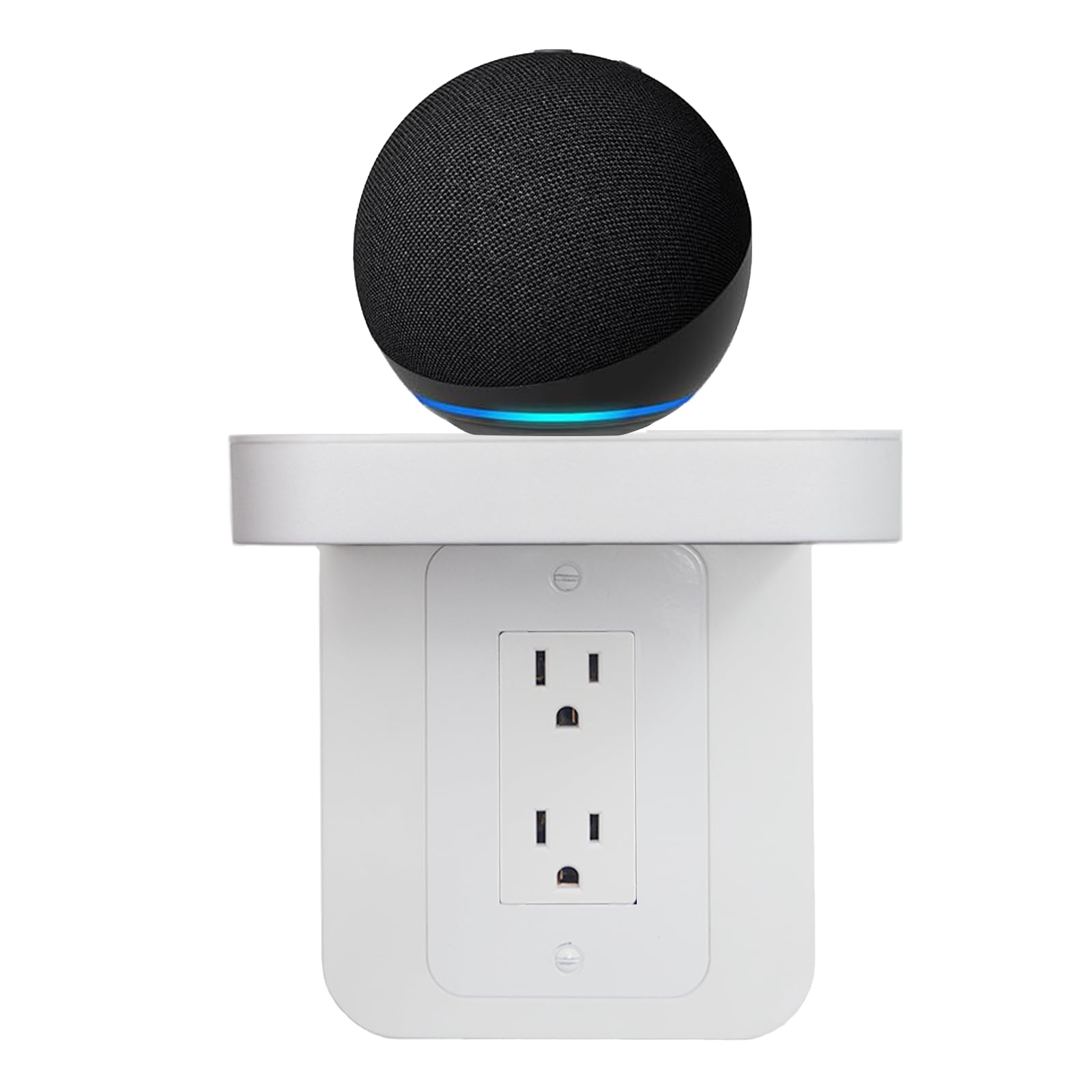 BELIEFLUO Outlet Shelf Holder, Bathroom Decor with Built-in Cable Management,A Space Saving Solution for Homepod Mini,Google Home/Echo/Smart Speakers/Electric Toothbrush/Cell Phone (Decora)