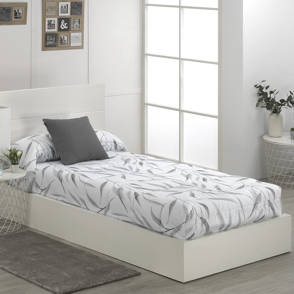 Lanovenanube Edredón Ajustable Bambu - Cama 105 cm - Color Gris