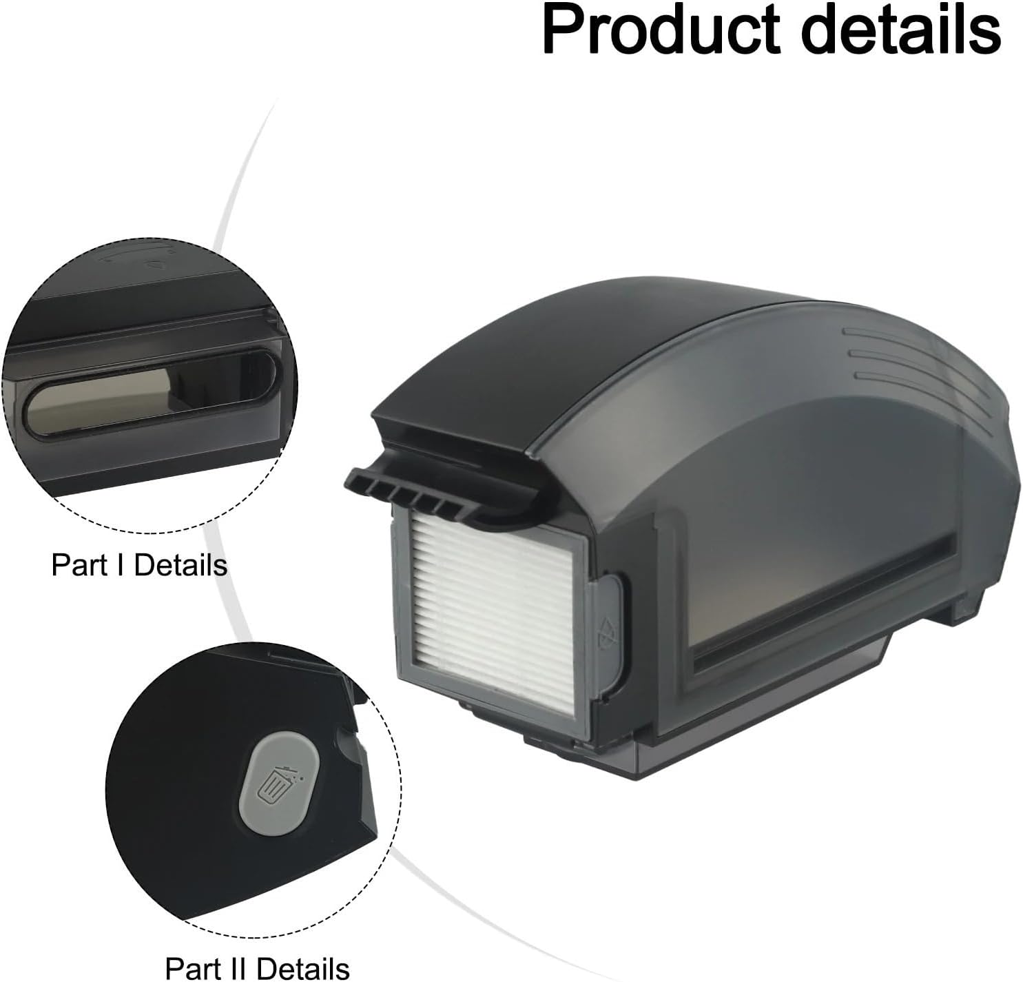 Dirt Bin Box Container Reduce Dust,Compatible for Roomba E5 E6 I1 for I3 I4 I5 I6 I7 I8,Vacuum Cleaner Sweeper Attachment Floor Cleaning Replace