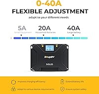 Vista 2 de BougeRV MPPT Controlador de carga solar de 40 A, con corte a baja temperatura, control de aplicación, LCD retroiluminado, regulador de panel solar