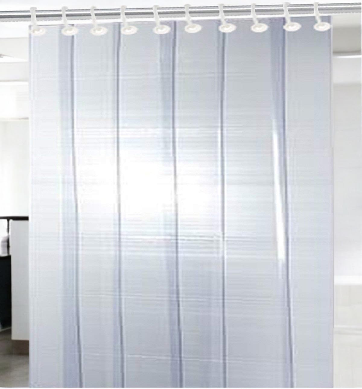 CASA-NEST 6 Strips PVC Thick AC Curtain, Size = 54 Inch-7ft, Strong, Waterproof, Thickness = 1MM Transparent,for Offices and Shop Shower Curtain (7ft Long)-picture-20
