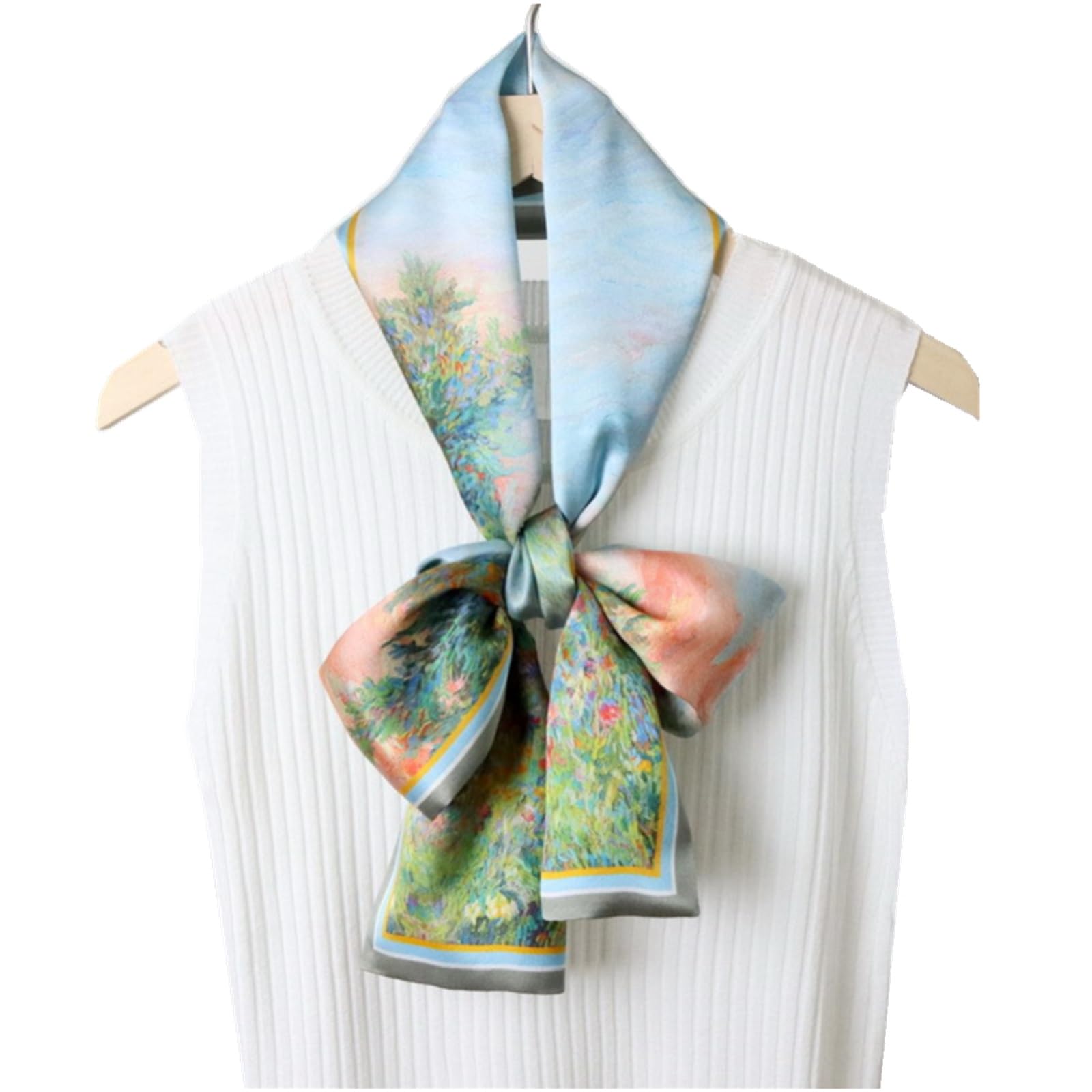 Sciarpa di Seta Sciarpa di seta con temperamento stile pittura a olio primaverile Sciarpa al collo svolazzante Sciarpa lunga di seta Sciarpe di Seta da Donna