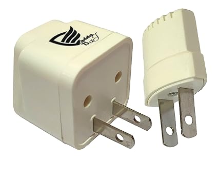 Vadda Bai Set of 2 Universal Adapter 2 & 3 Pin India to USA, Japan, Canada, Philippines & More Travel Conversion Plug (White)