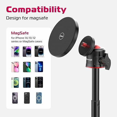 Miniatura 4 de ULANZI Trípode magnético para teléfono celular compatible con MagSafe mini palo de selfie extensible de 360 trípode de cabeza de bola para iPhone 14