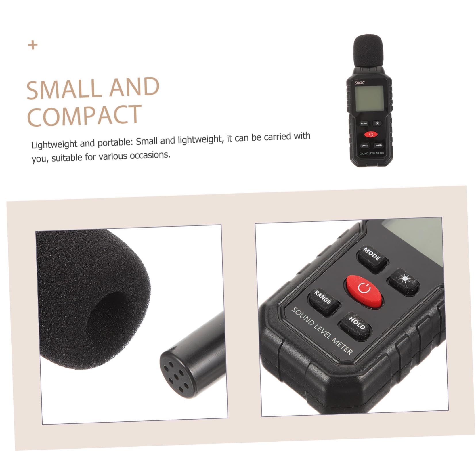 Fonometro Digitale Portatile Nero in Plastica, Misuratore di Decibel ad Alta Precisione, Leggero e Facile da Trasportare, 3 Batterie Aaa Incluse