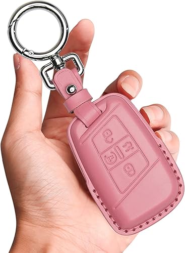 Tukellen Funda de cuero para llavero Volkswagen compatible con VW Atlas Golf Alltrack Jetta Passat Tiguan Smart 4 botones 2018-2022 (rosa)