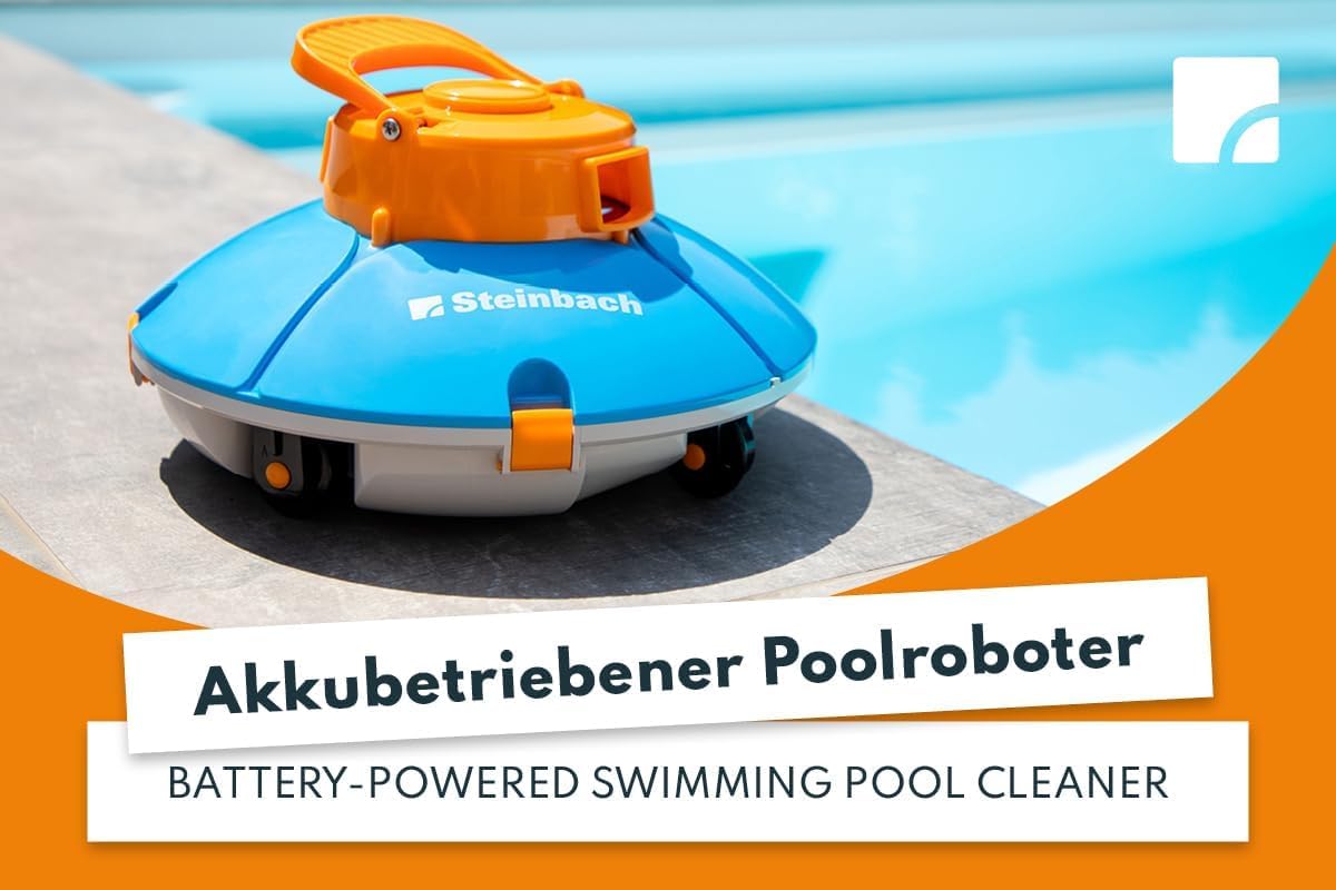 Steinbach Poolrunner Battery Basic 2.0 | Akku-Poolsauger für Flache Poolböden bis 10 m² | mit „Touch and Reverse“ Technologie | 60 Min Laufzeit | für Folienpools | einfache Handhabung