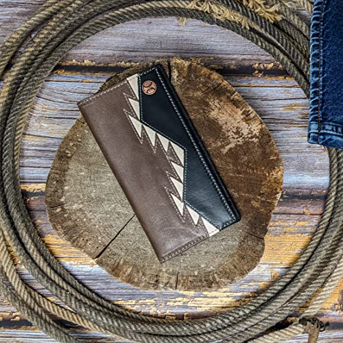 "Tonkawa" Rodeo Hooey Wallet Brown/Black w/ Ivory Aztec3