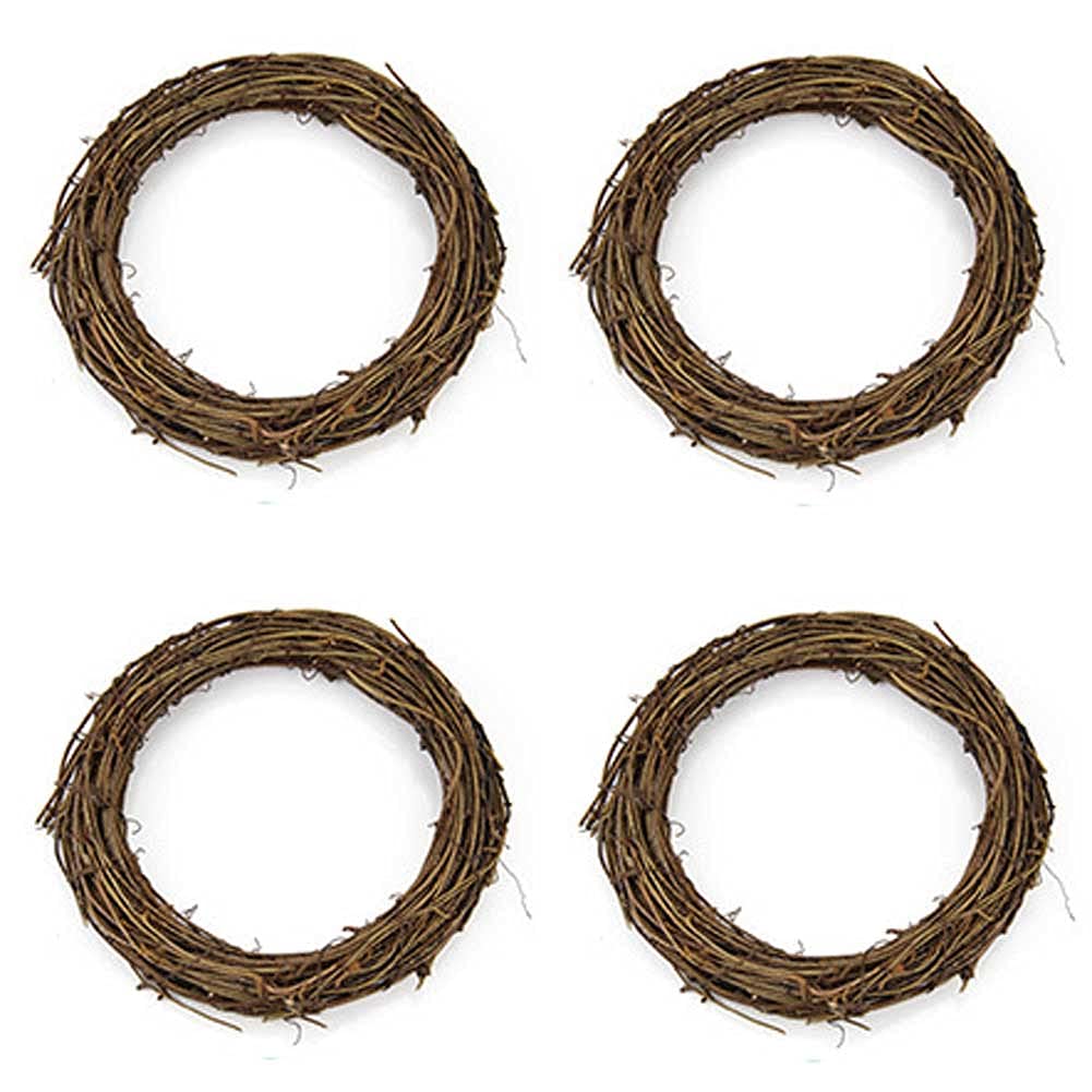 4 Stück Weinreben-Kränze, runde Rattan-Rankenkranz, Girlande für DIY Handwerk, Weihnachten, Feiertag, Party, Dekoration, Hochzeitsbedarf (15 cm)