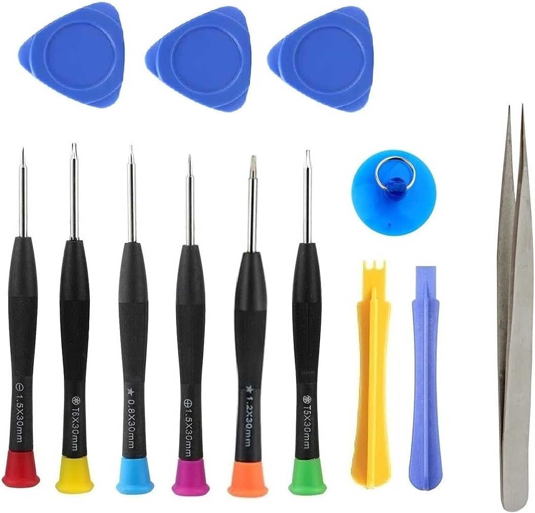 Vadda Bai 13 in 1 Professional Cell Phone Screwdriver Set with steel Pointed tweezer and 3 Triangle plastic Openers Tool Kit (Screwdriver with Steel Tweezer and openers)