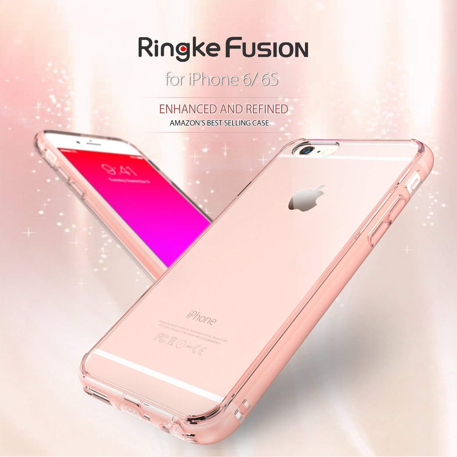 Ringke Fusion Compatible with iPhone 6S Case, Clear PC Back & TPU Bumper Drop Protection with Dust Caps for iPhone 6 - Smoke Black