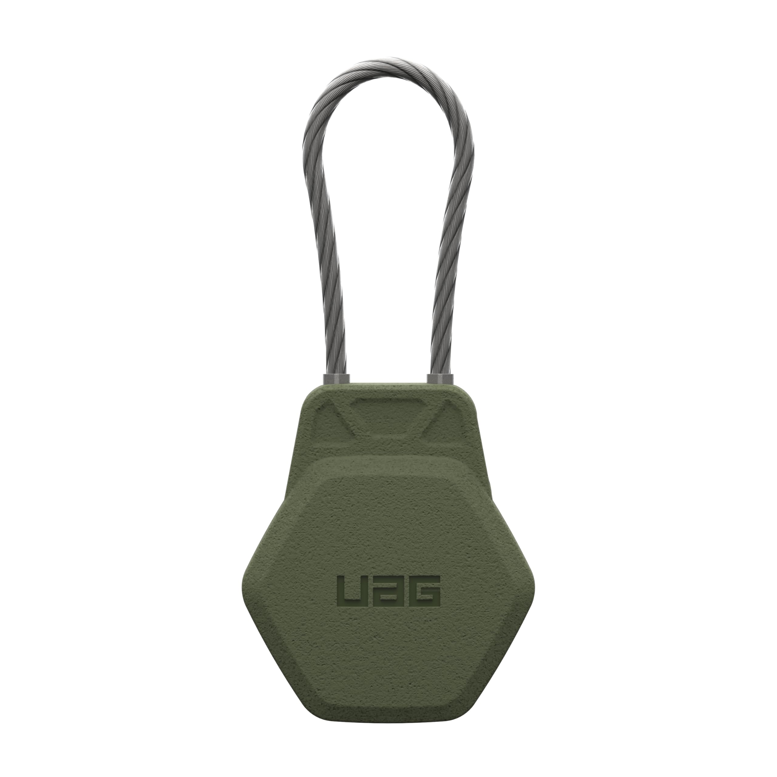 URBAN ARMOR GEAR UAG Compatible with AirTag (Gen 2 & 1) Case Civilian - Hard Shell Lock Case Holder Keychain with Wire Cable for Keys, Luggage & Bags,