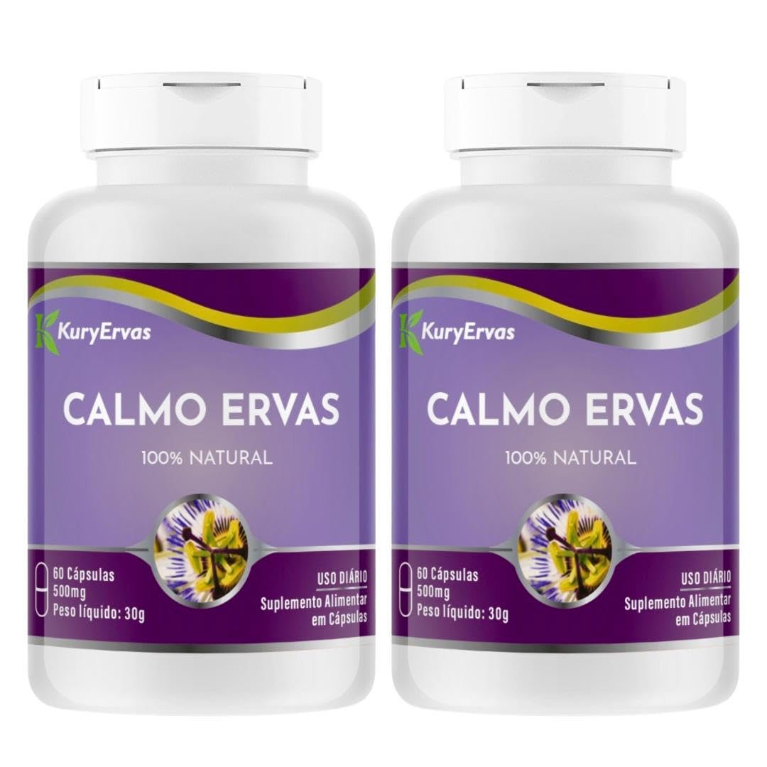 KIT Calmo Ervas, Suplemento 100% Natural, 120 Cápsulas 500mg