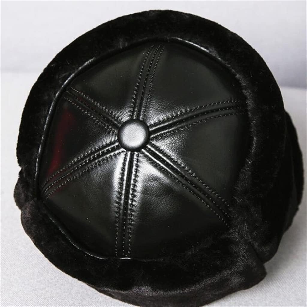 Men Winter Thicker Velvet Bomber Hat Men's Earmuffs Caps Leather Cap Warm Ski