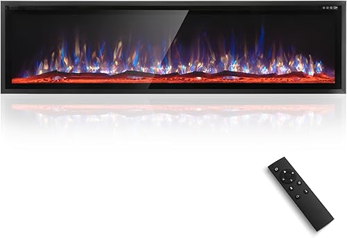 Miniatura 10 de Sophia & William Chimenea eléctrica ultrafina de 72 pulgadas y montaje en pared, calentador de chimenea ultra delgado de 3.19 pulgadas con control