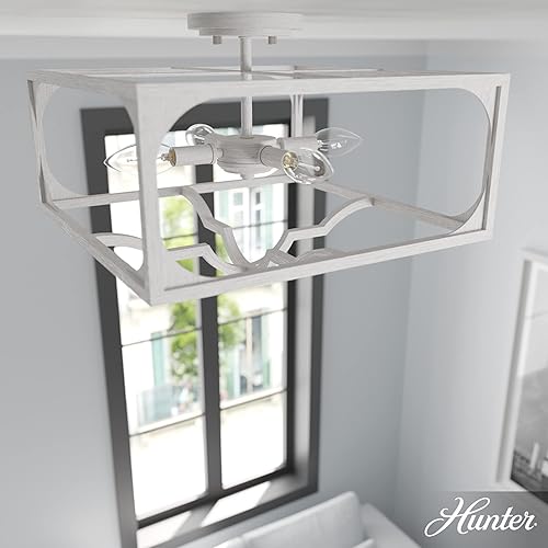 Miniatura 3 de Hunter Fan Company 19292 Highland Hill - Lámpara empotrada, color blanco envejecido