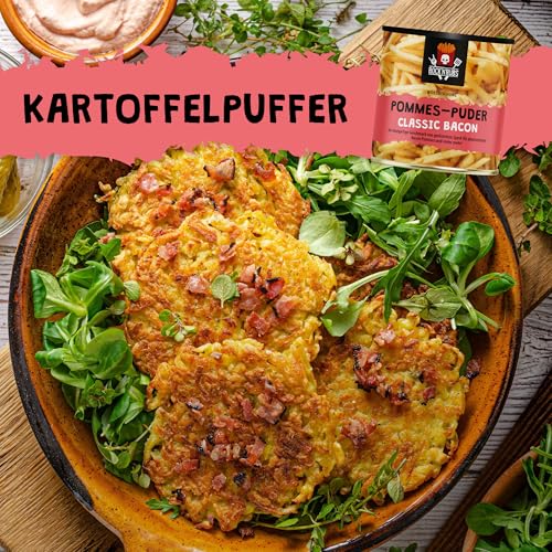 ROCK'N'RUBS - Pommes Gewürz Classic Bacon | Geschmack von geröstetem Bacon | Perfekt für Pommes und Kartoffelgerichte - Würzmischung | Gewürzdose, 150g
