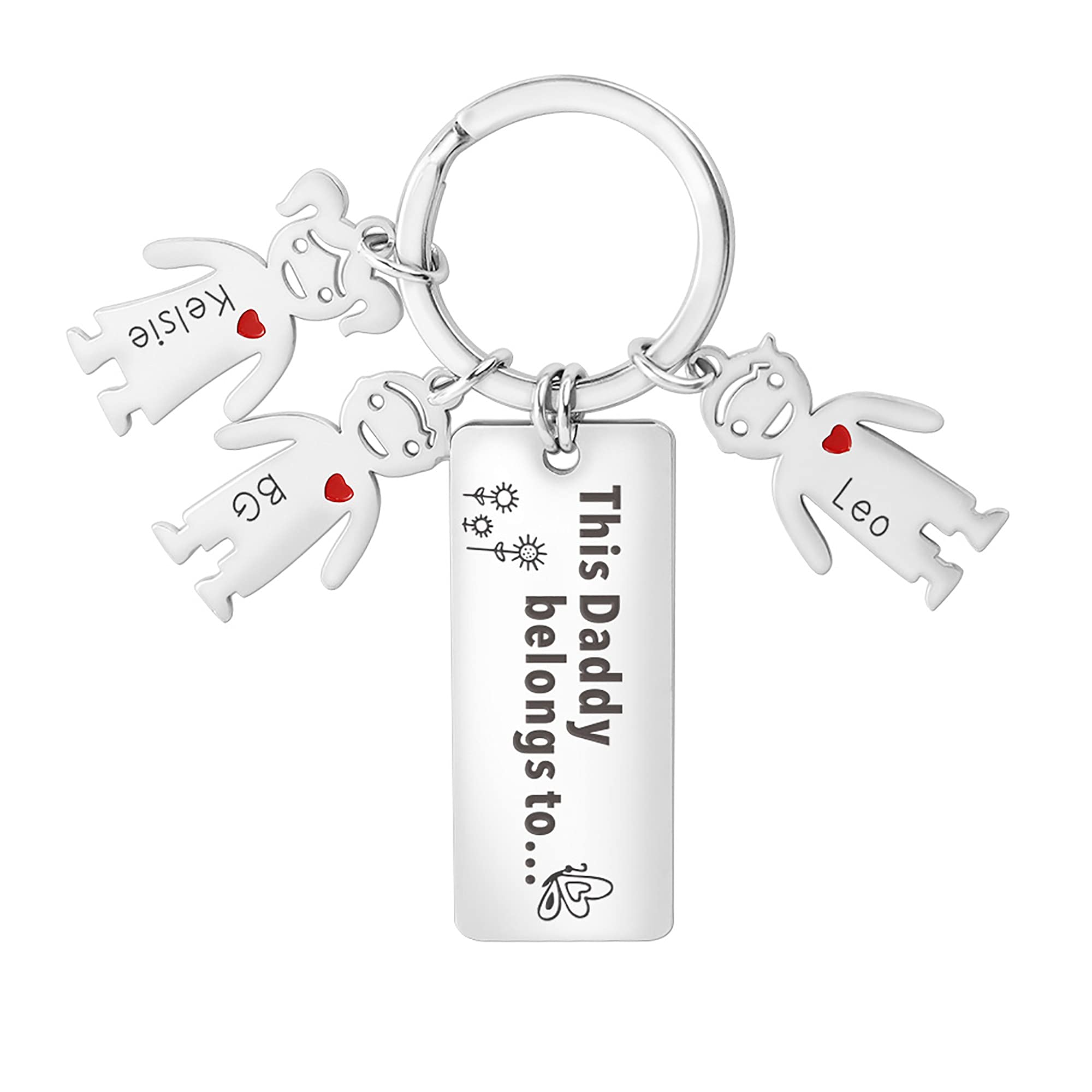 Mintao Llavero personalizado con abalorios para niños, llavero personalizado para el Día del Padre, llavero familiar grabado