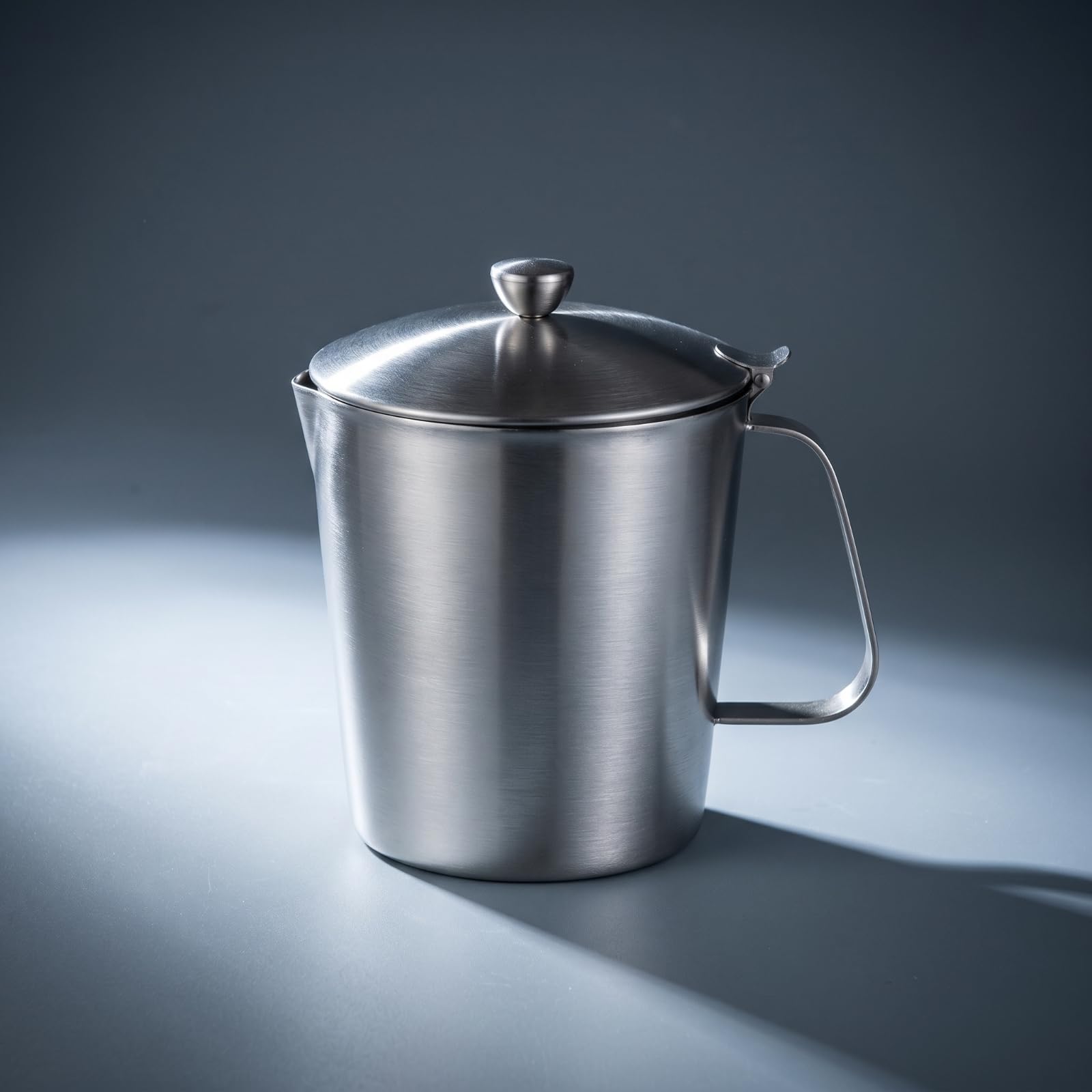 Vaso Medidor de Cocina Jarra Taza Recipiente con Tapa de Acero Inoxidable 304 con Preciso y Asa Robusta con Escalas Internas Adecuado para Medir, 1500ML