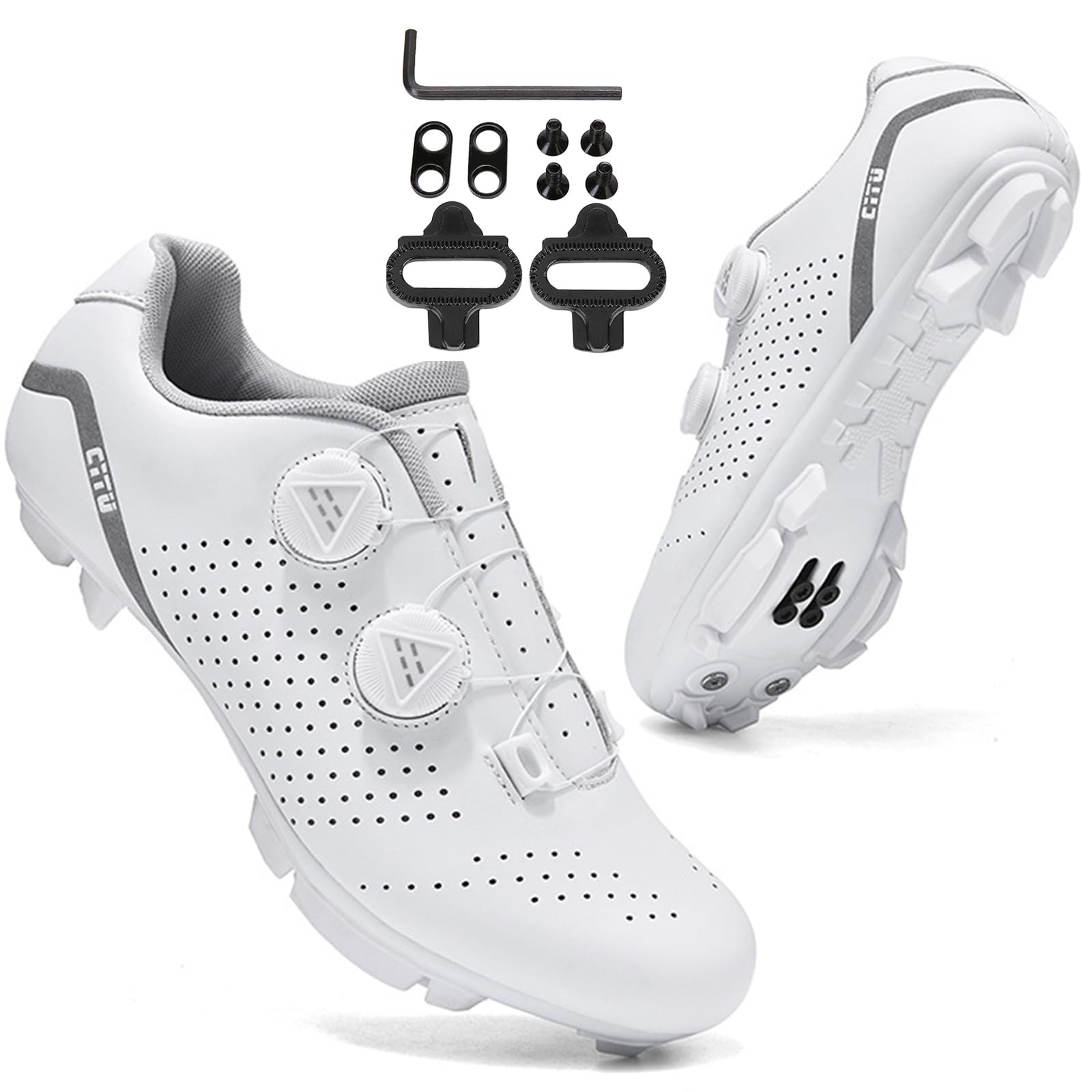 Herren Damen Mountainbike Schuhe, Atmungsaktive Fahrradschuhe Kompatibel mit Shimano SPD 2-Bolts Pedals Spin MTB Schuhe Outdoor