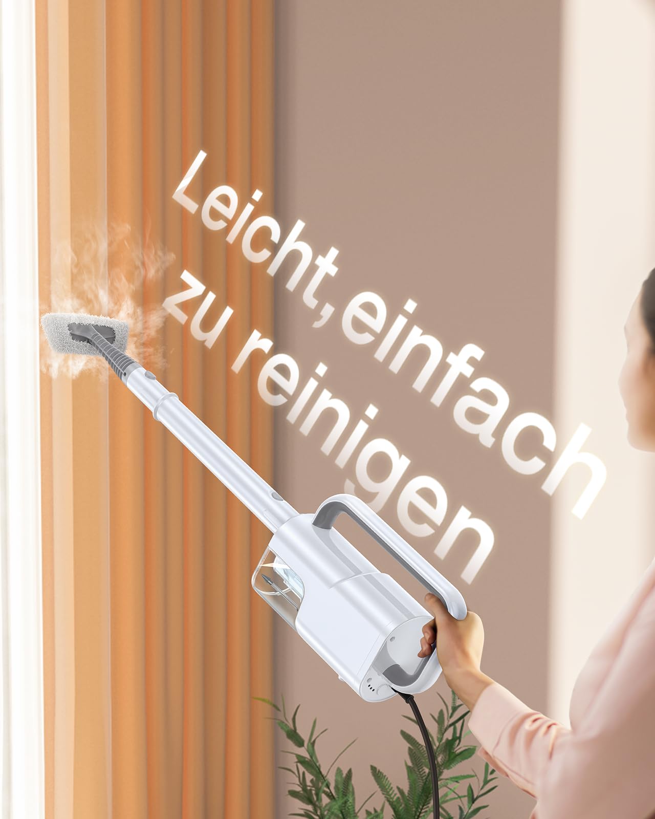 10-in-1 Dampfreiniger mit abnehmbarem Handgerät, 350ml Tank, 10s Aufheizzeit, 248°F (120°C) Dampf,Zubehör 2-Stufen Steuerung & Drehkopf für Böden, Teppiche, Fliesen - Leichtgewicht & Multifunktional