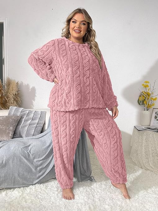Image of Ukal Women's and Men's Wool Blend & Fleece Long Sleeve Pullover Hoodies Set Full Length Winter Nightwear Pajama and top Set Tracksuit Gym Suit Night Suit Set