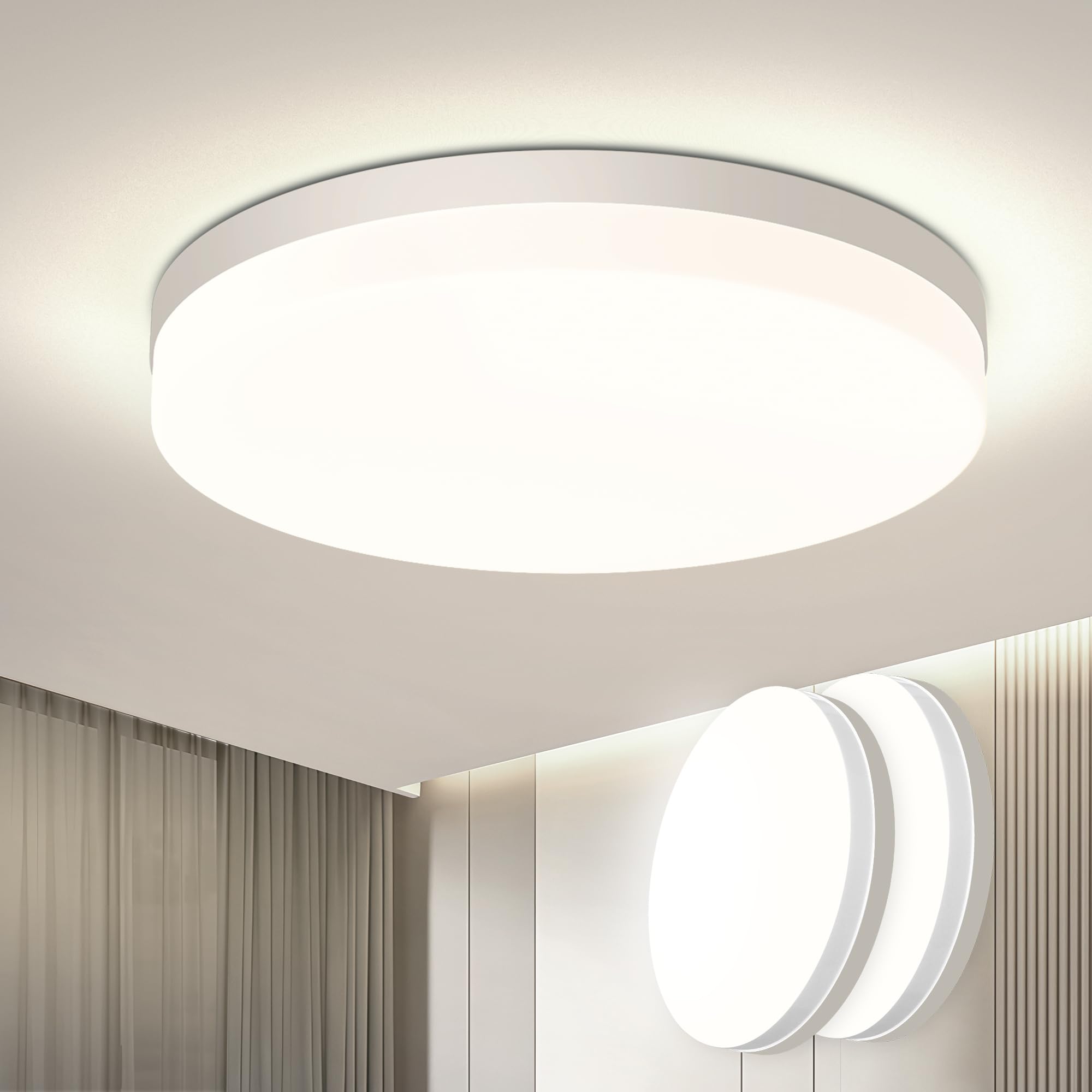 EASY EAGLE Plafon LED Techo, 50CM Superficie Panel Led 4000K, 52W Lámpara de Techo Moderna, Luz LED Techo Para Oficina Dormitorio Salon Cocina Comedor Balcón Baño, Redondo — view 25