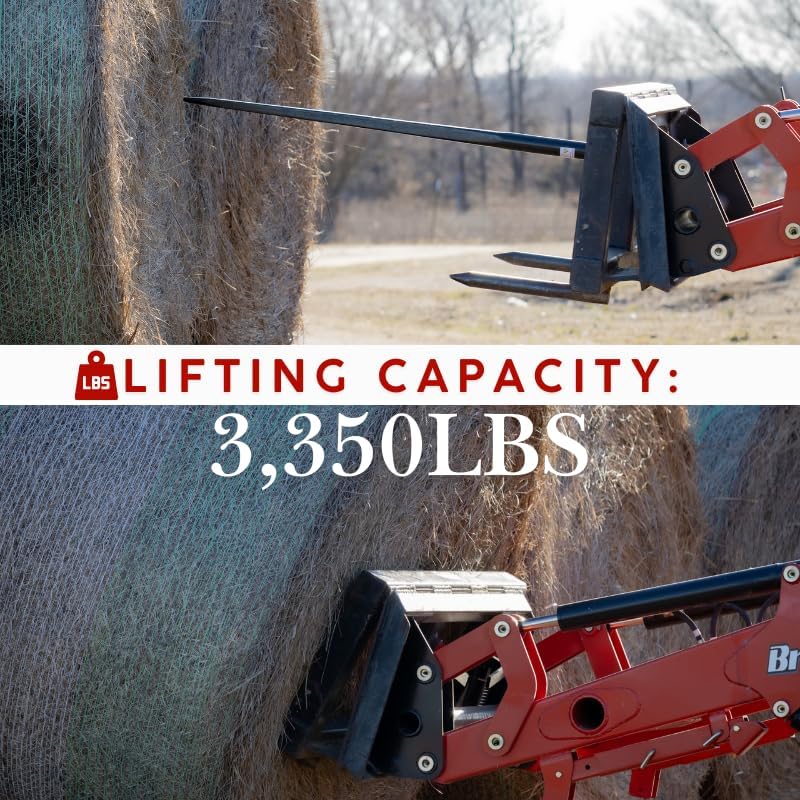 Ag Rite 2-Spear Premium Combo Conus 2 Bale Spears 43 Inch | Weldable Sleeves 3350 lb Capacity | Heavy Duty Hay Handling Attachment | Round and Square Bales Farm Ranch Use